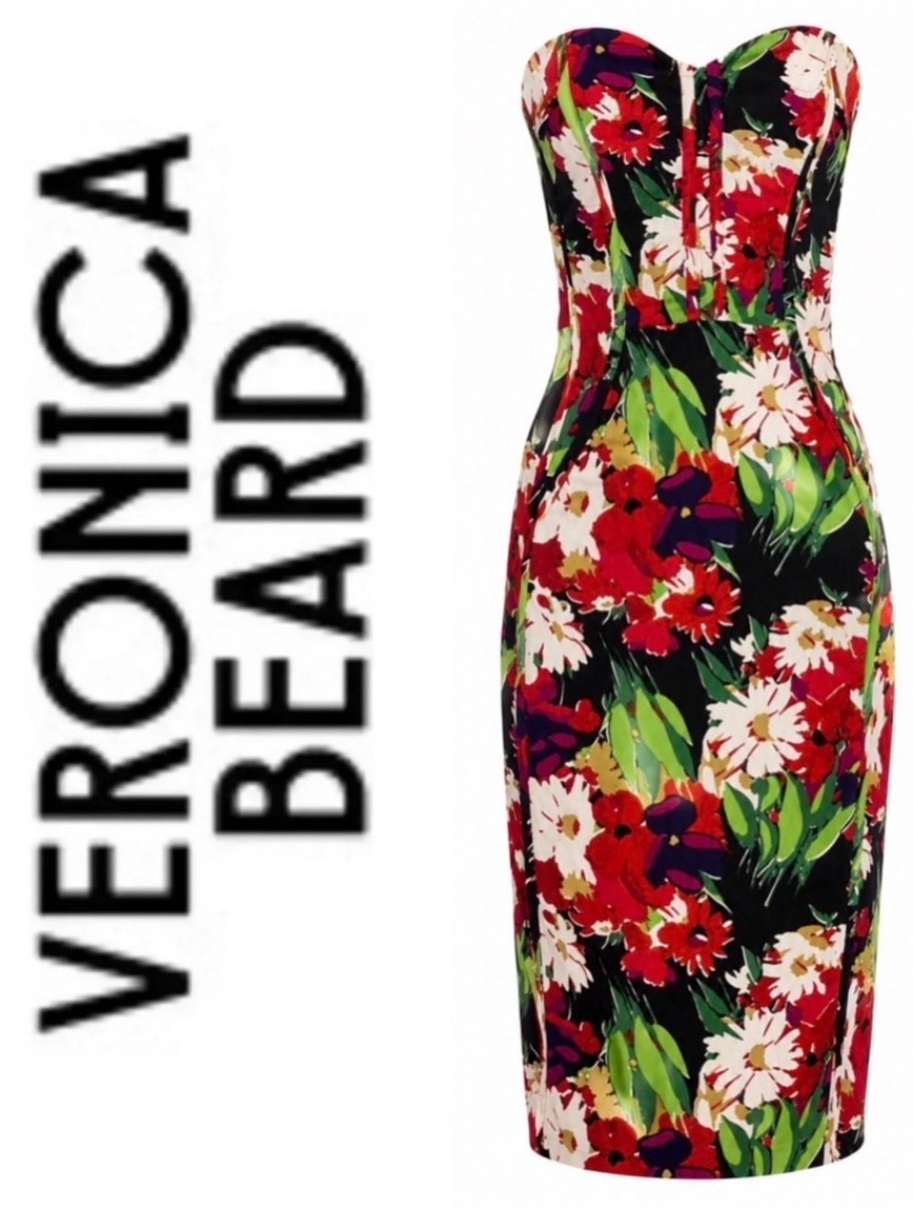 Veronica Beard Saffron Floral Bustier Midi Dress Size 0 - Like New